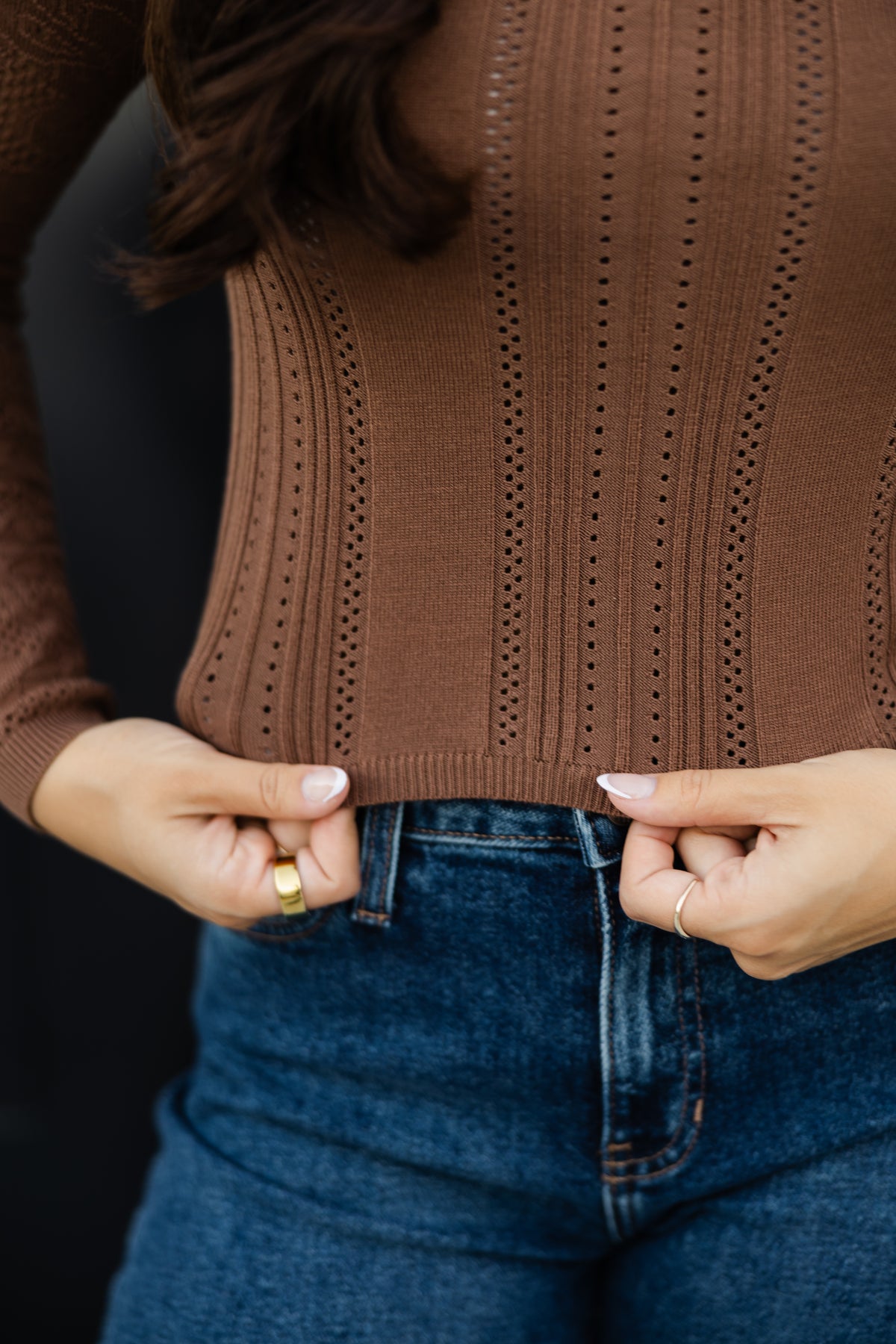 Ginger Pointelle Fitted Long Sleeve