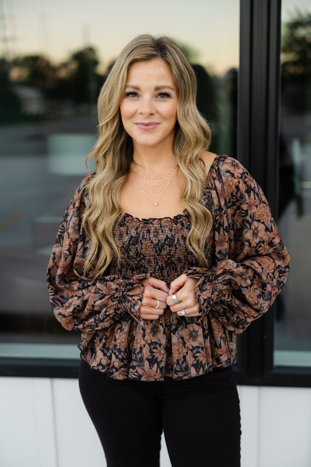 Autumn Sweetheart Smocked Top