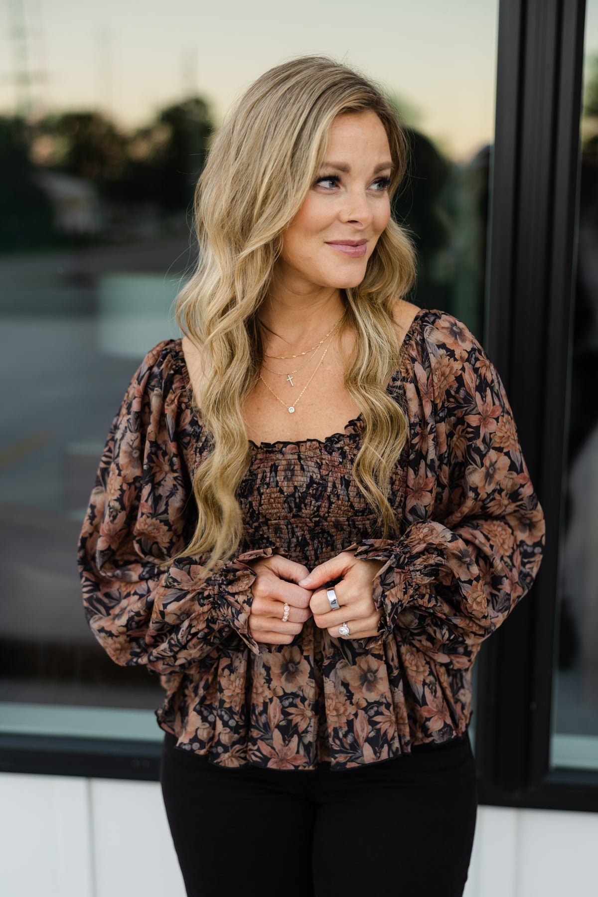 Autumn Sweetheart Smocked Top