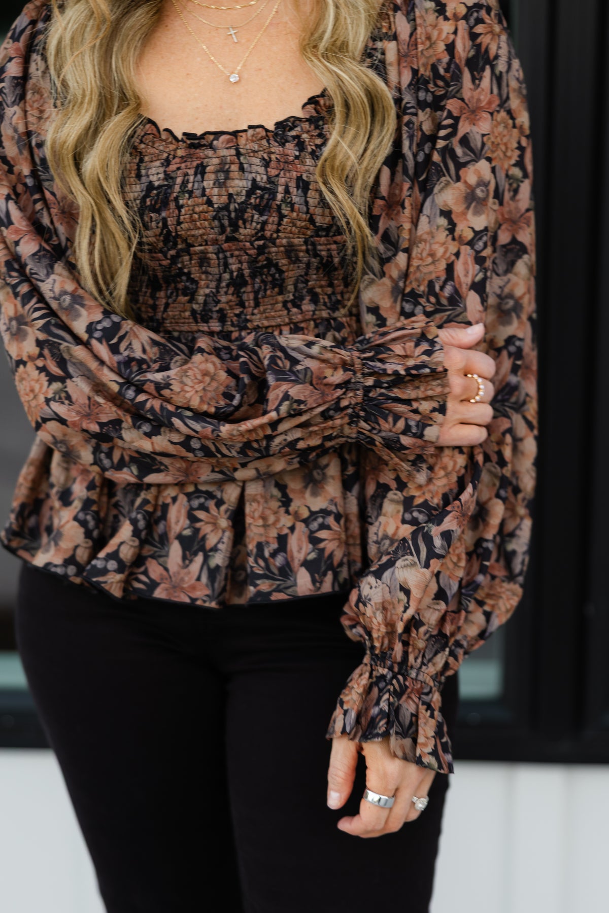 Autumn Sweetheart Smocked Top