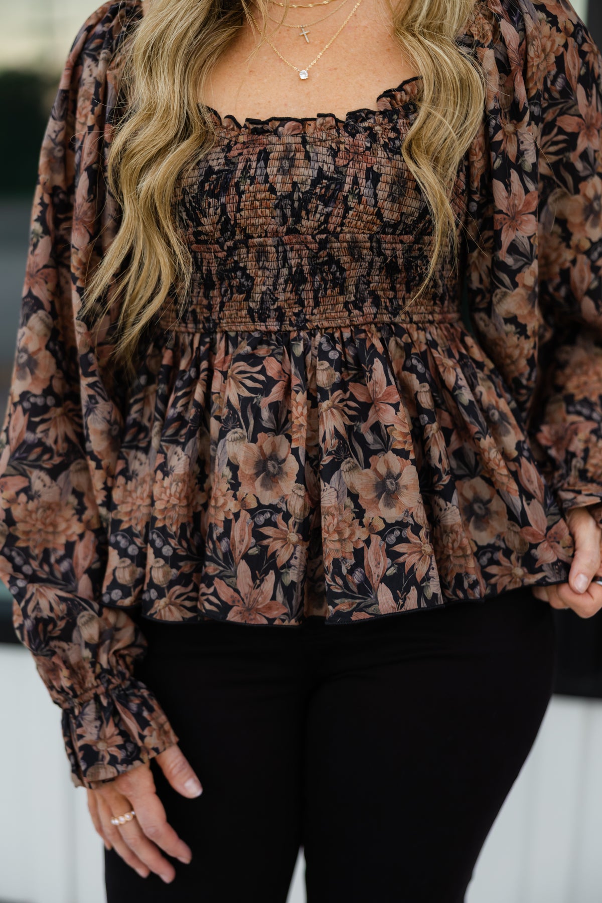 Autumn Sweetheart Smocked Top