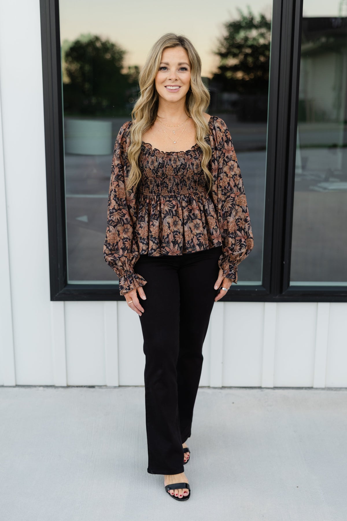 Autumn Sweetheart Smocked Top