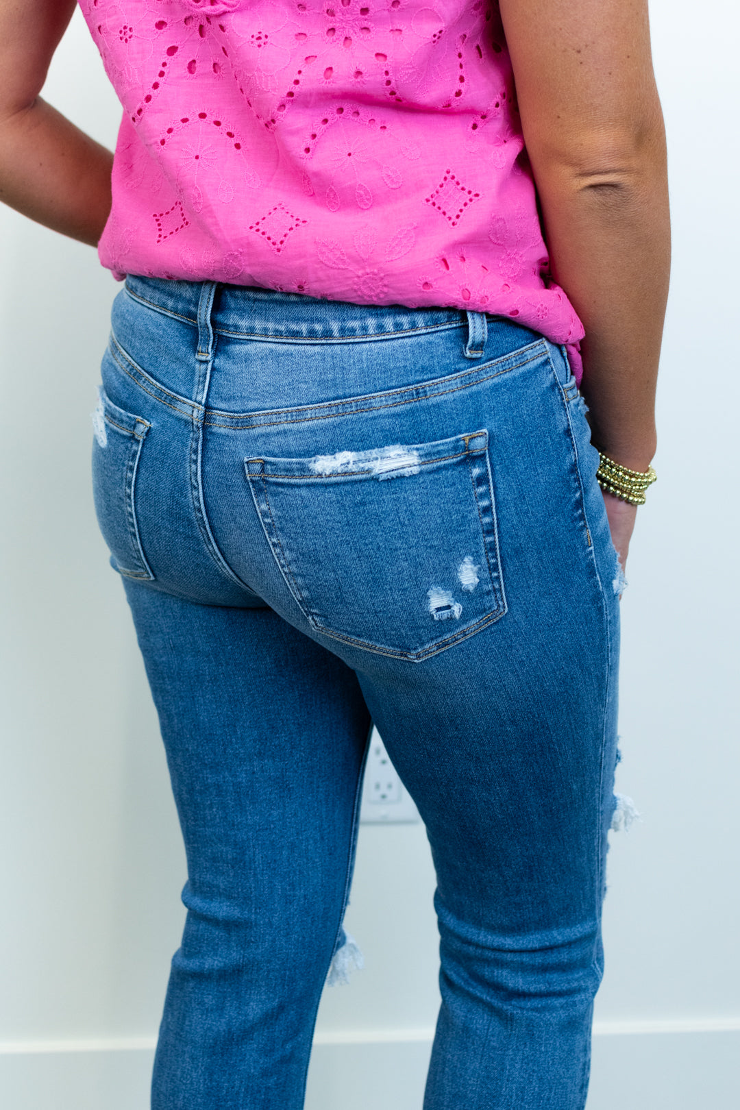 Flying Monkey Distressed Mid Rise Straight Jeans