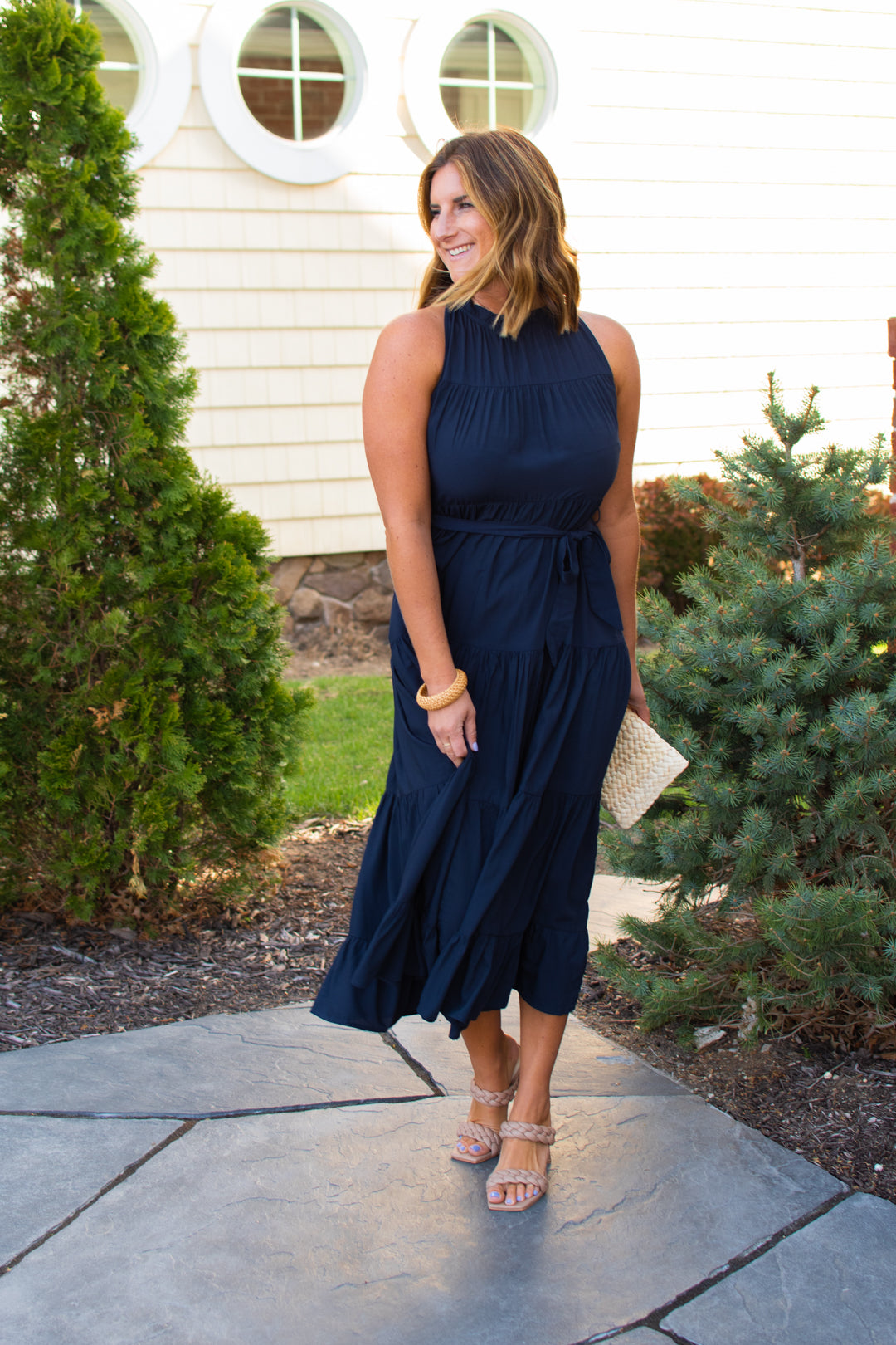Ruffle Neck Tiered Midi Dress | FINAL SALE