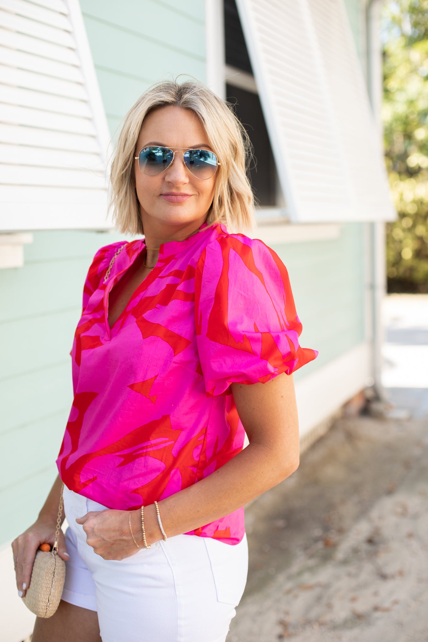 Bermuda Puff Sleeve Poplin Top