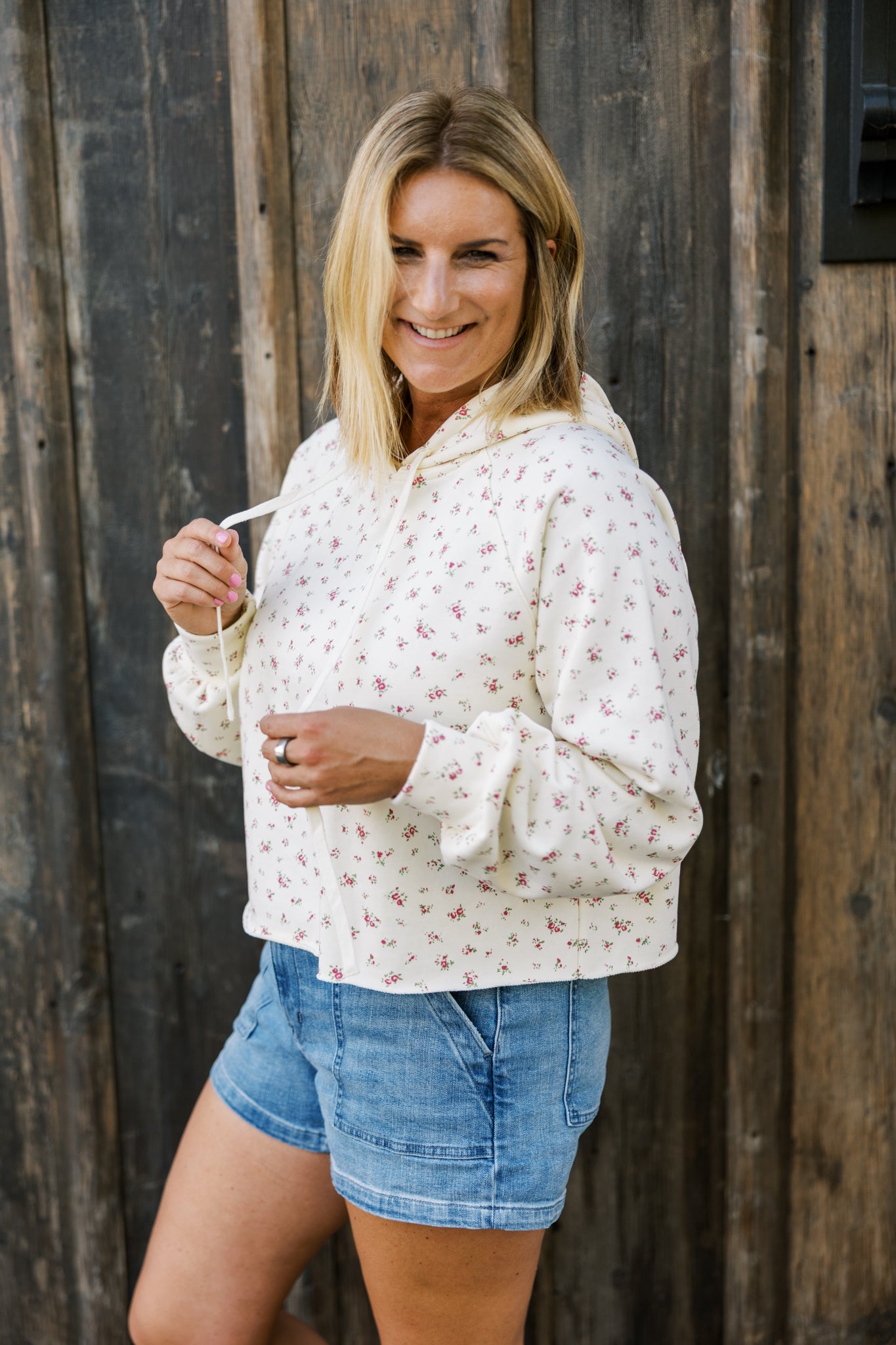 Floral Cropped Hoodie