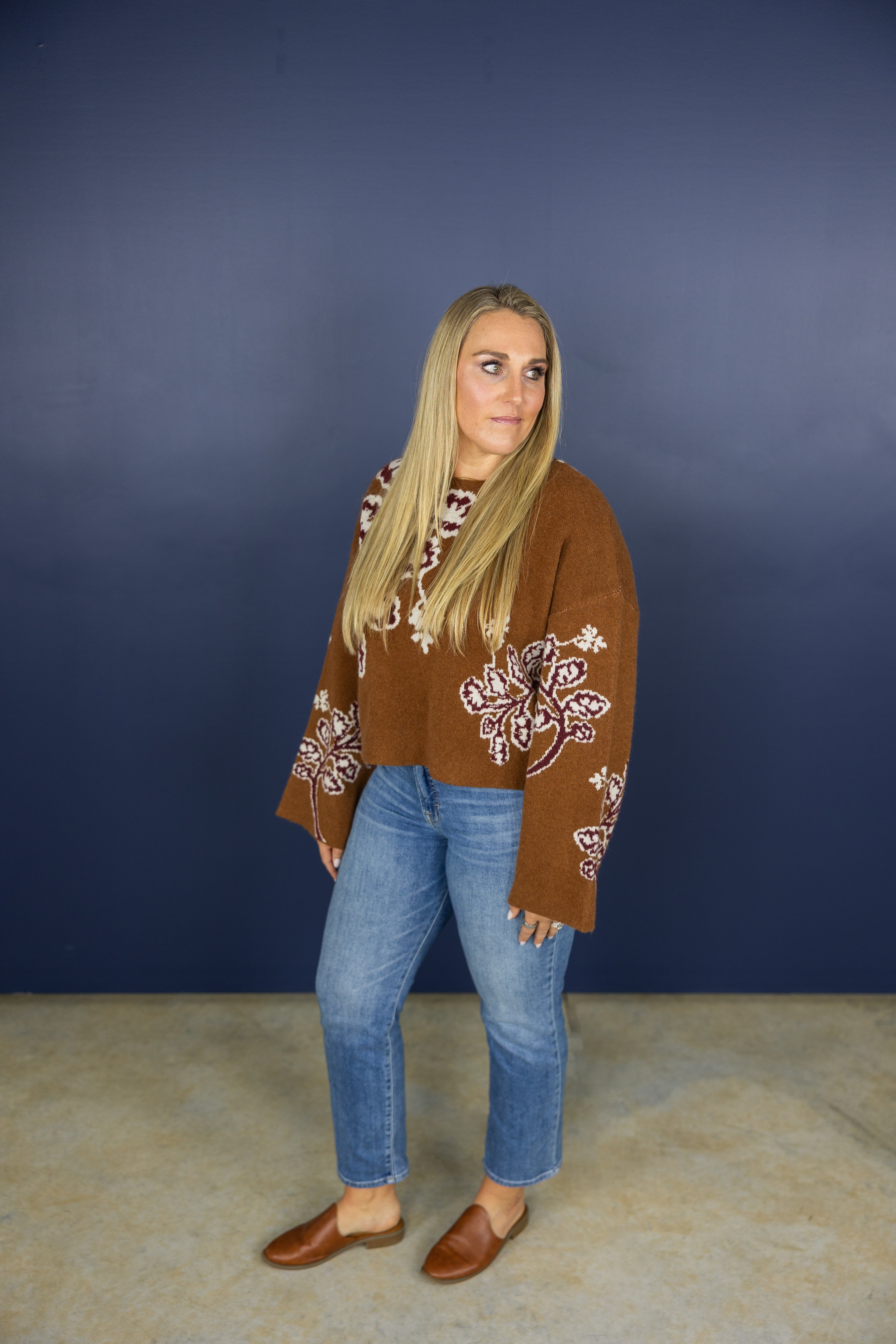 Marcella Floral Bell Sleeve Sweater