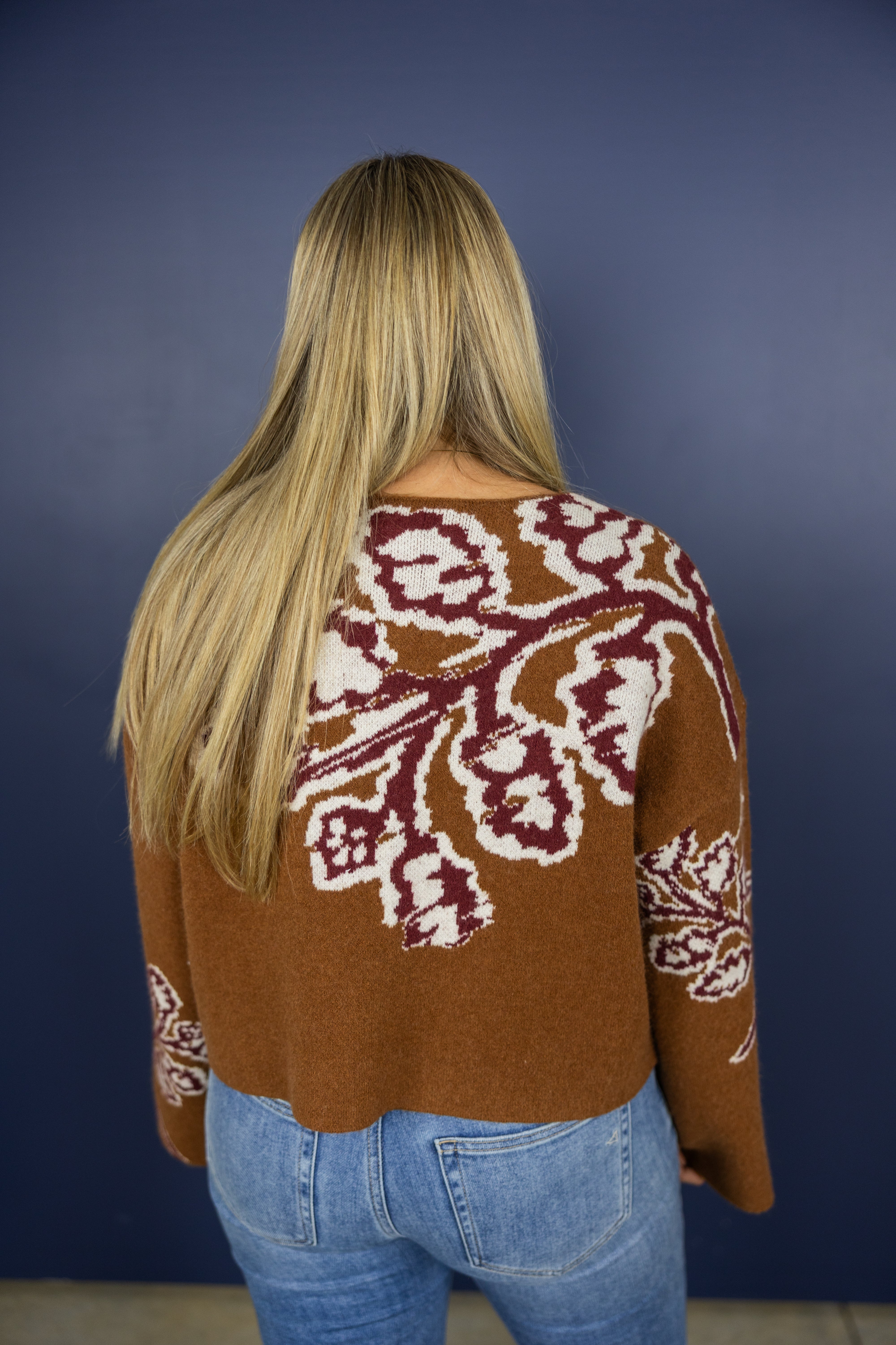 Marcella Floral Bell Sleeve Sweater