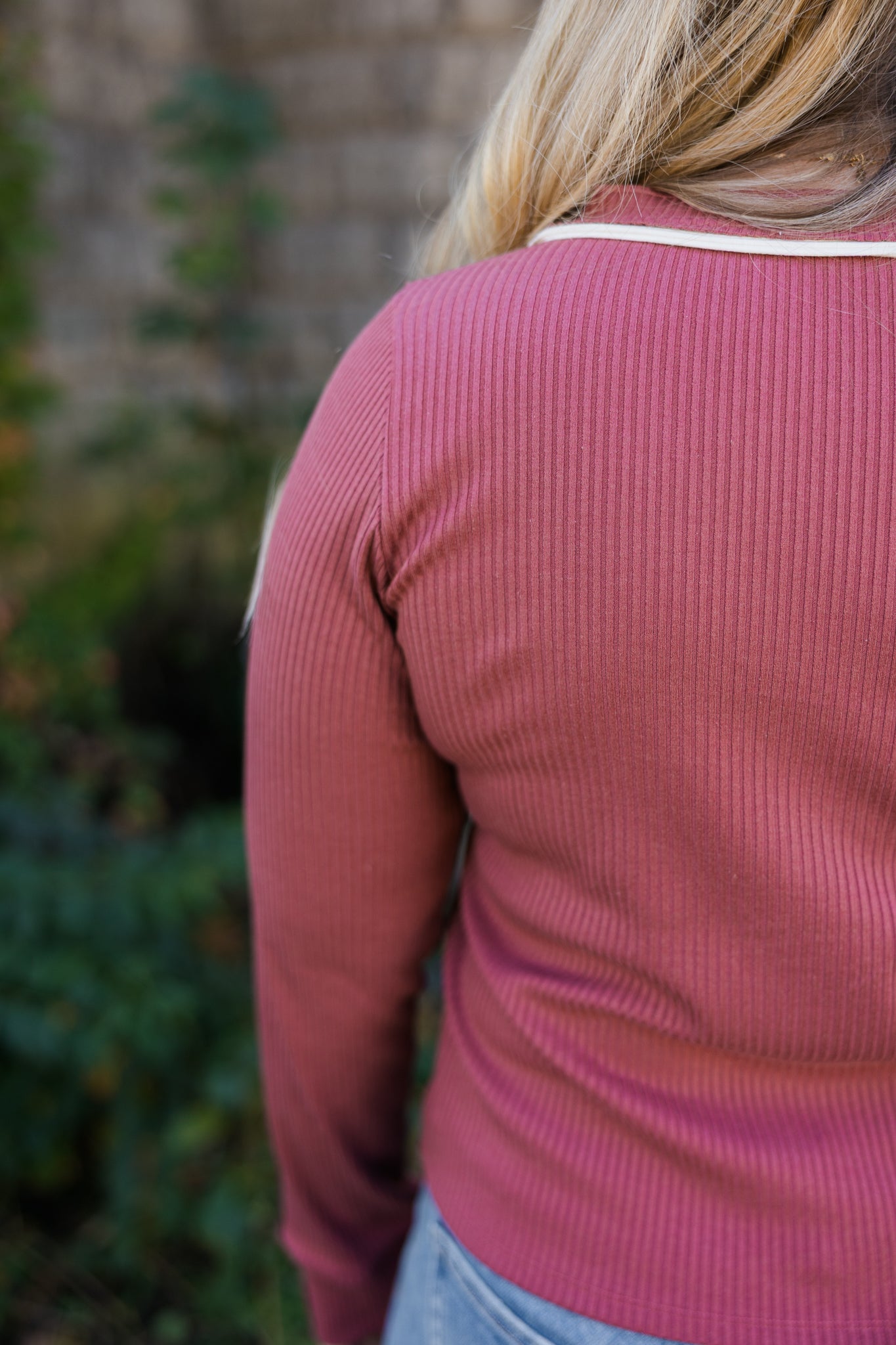 Heather Ribbed Button Up Top