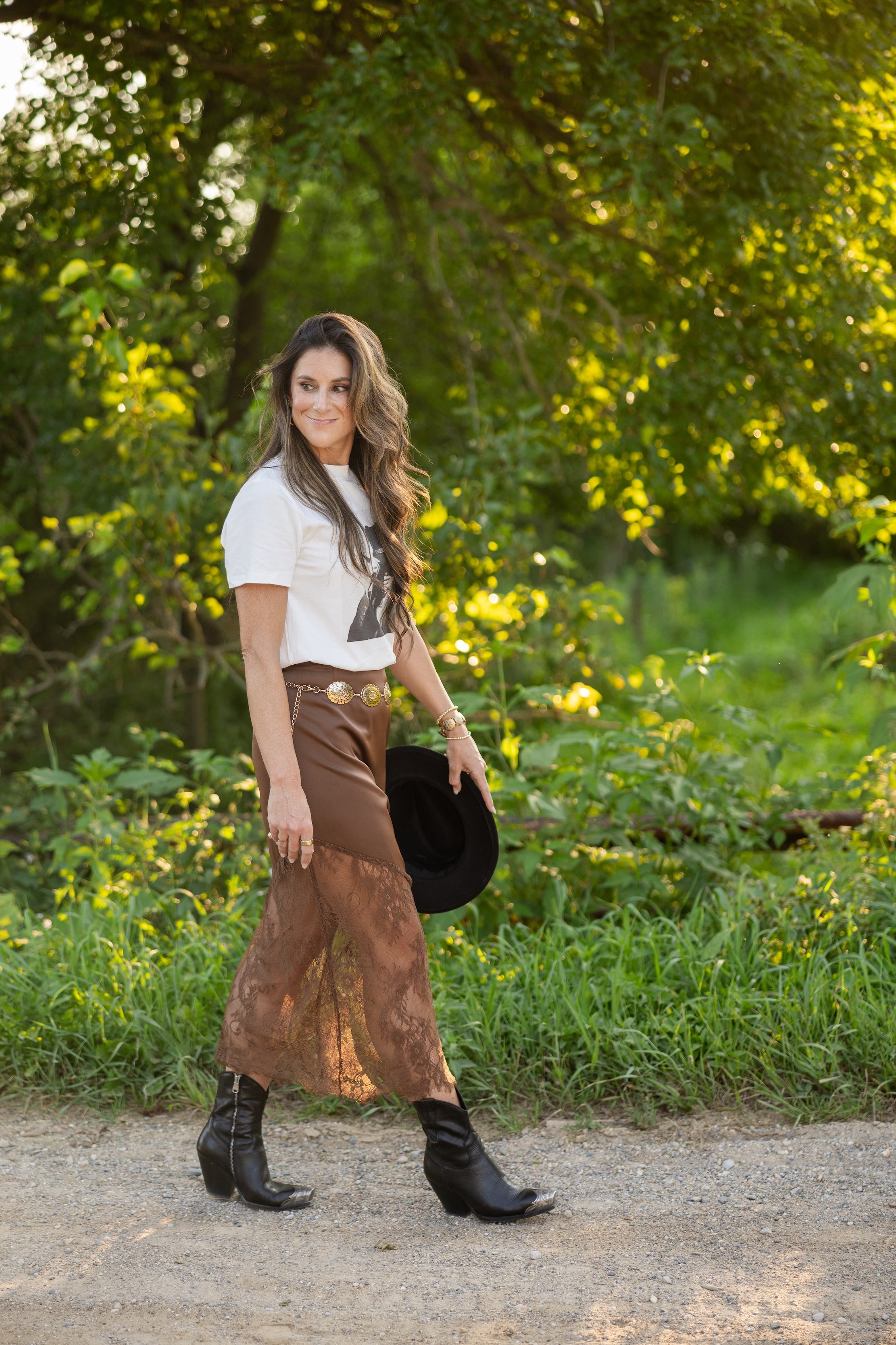 Wanderlust Satin and Lace Skirt