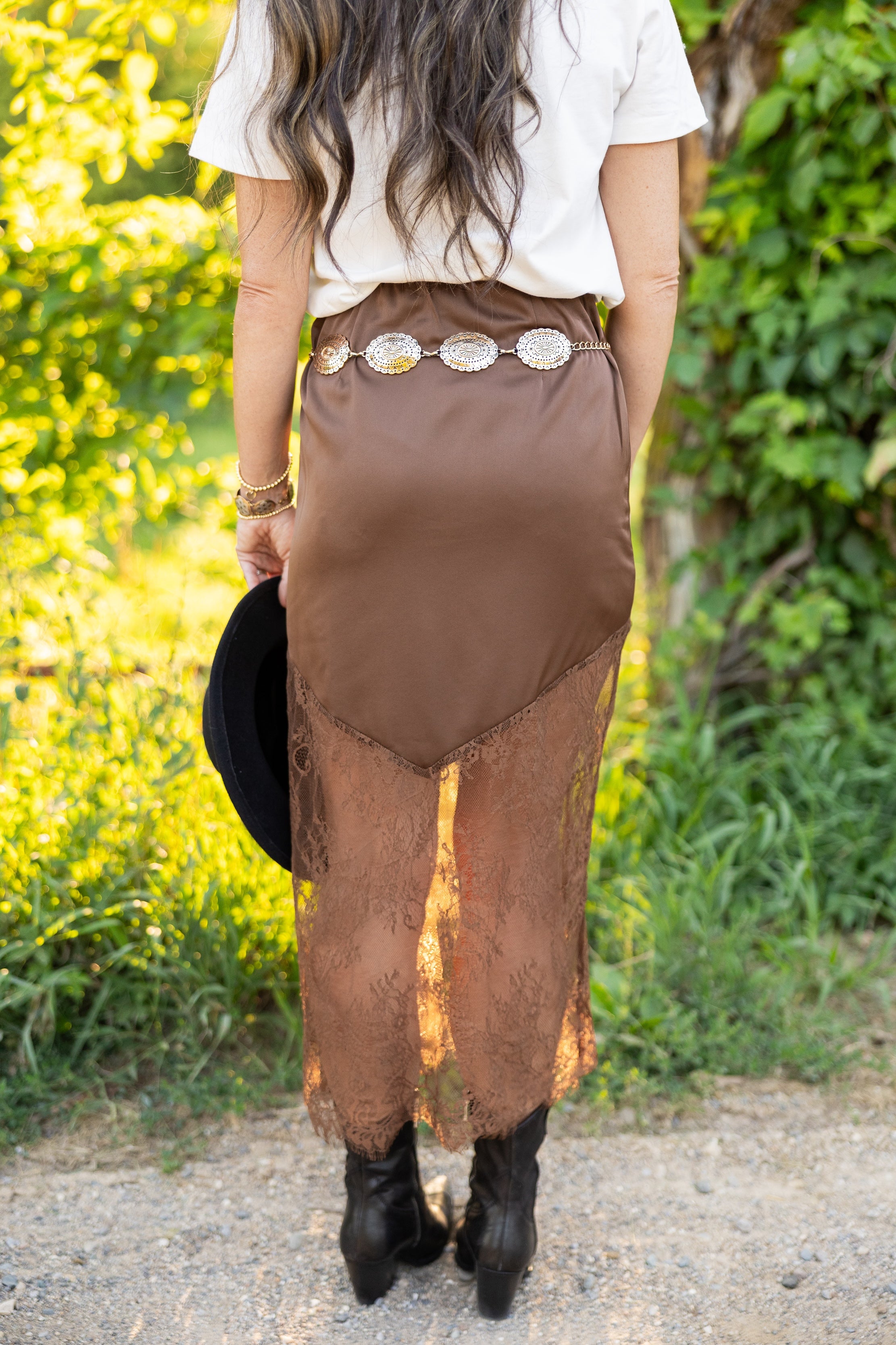 Wanderlust Satin and Lace Skirt