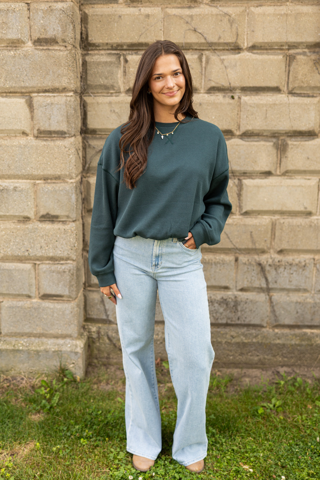 Sophia Waffle Knit Bubble Hem