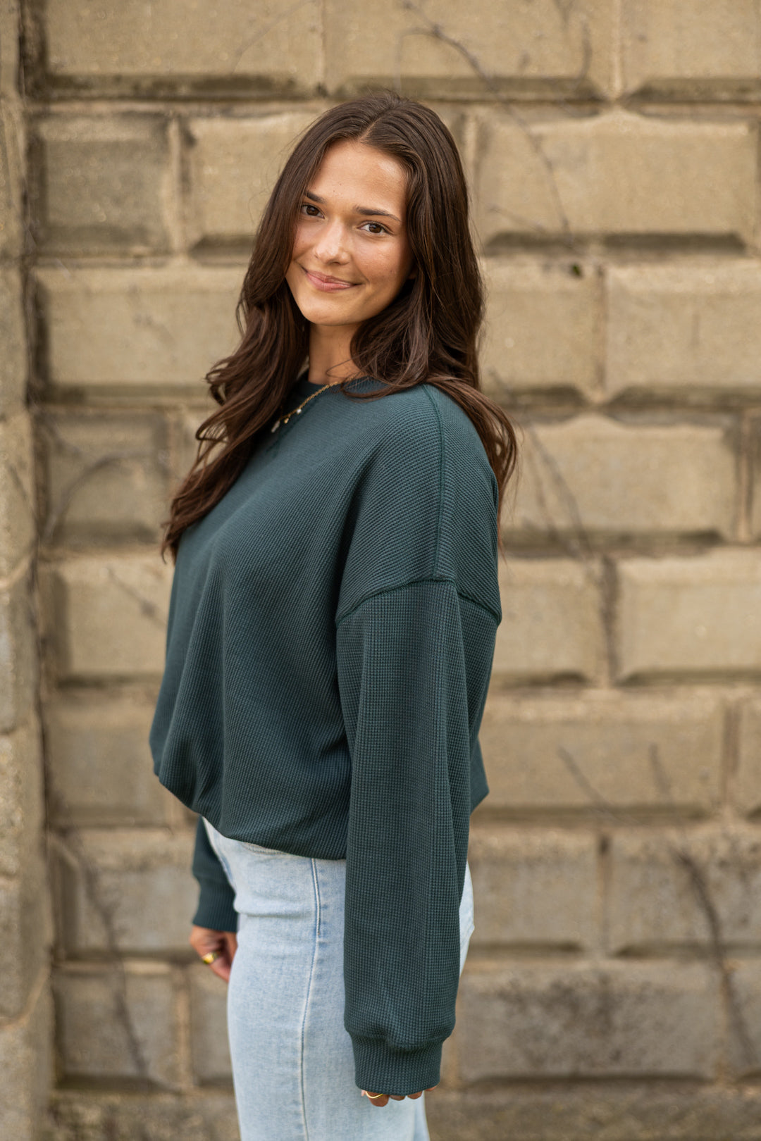 Sophia Waffle Knit Bubble Hem