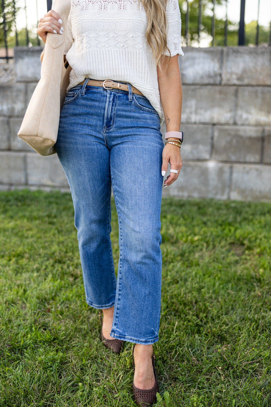 Flying Monkey High Rise Medium Wash Crop Jean