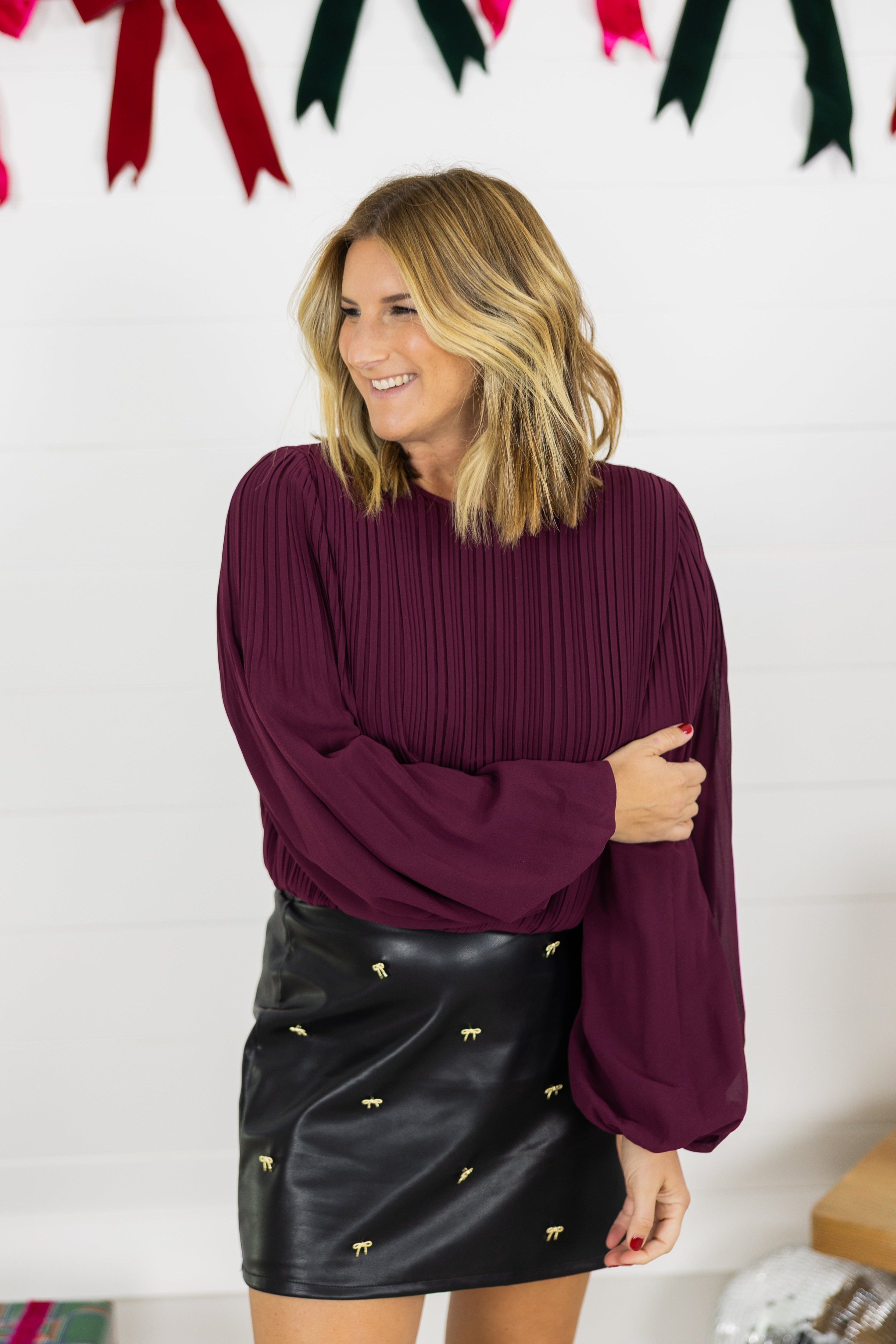 Good Cheer Pleated Top