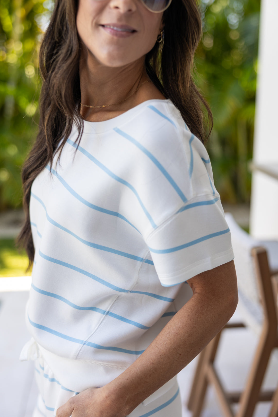 Sandy Stroll Striped Cropped Tee