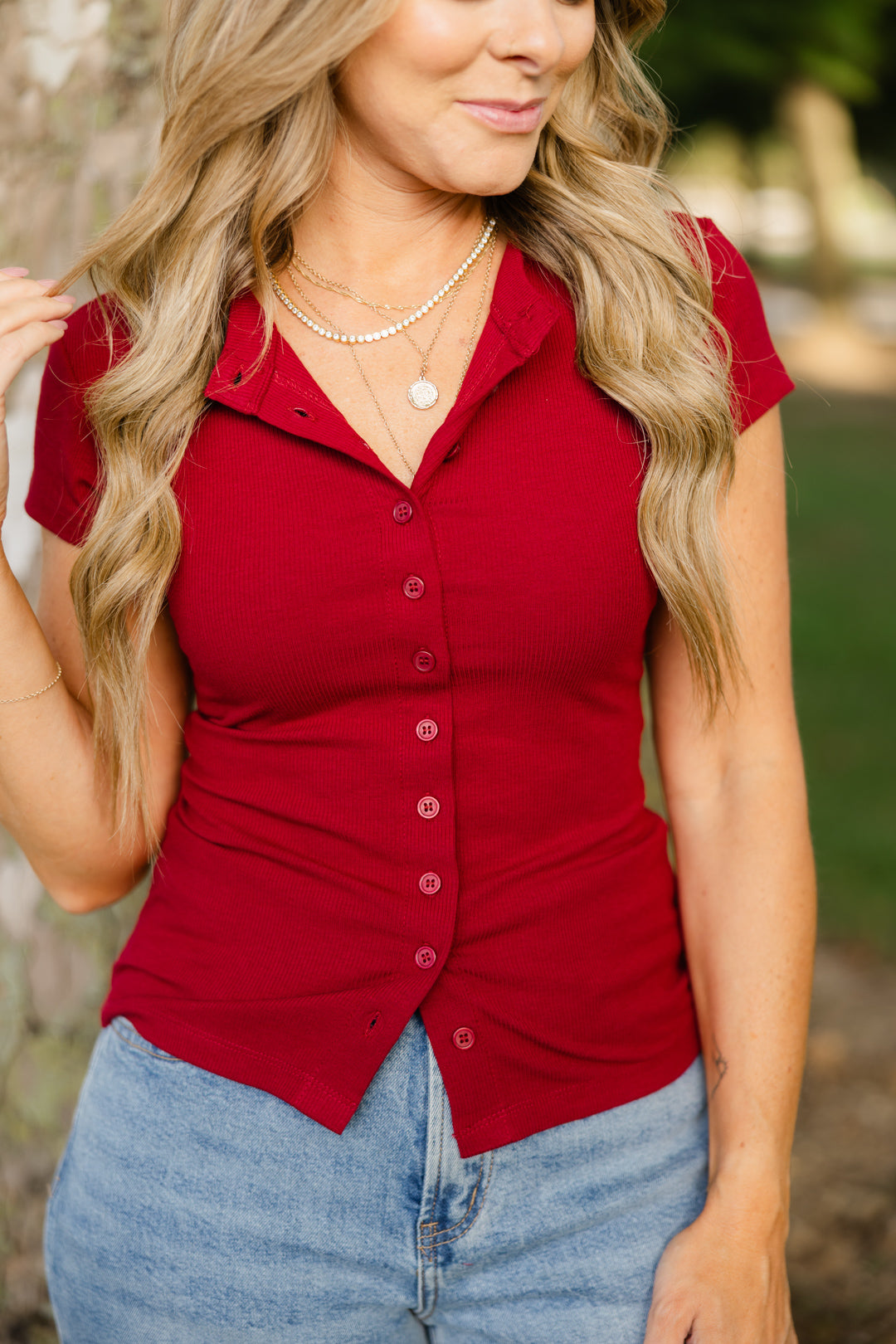 Leslie Button Front Top