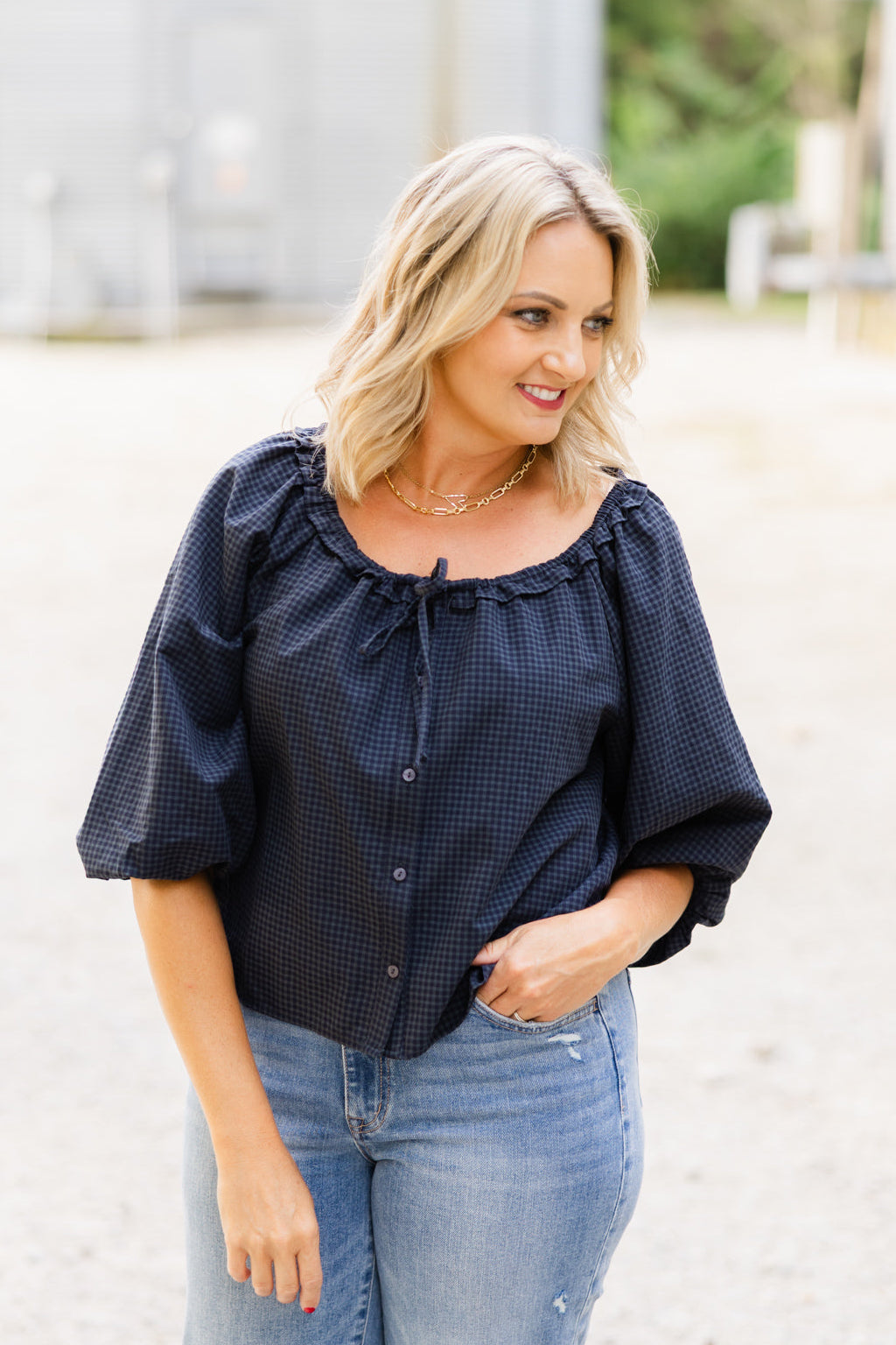 Matilda Gingham Print Blouse