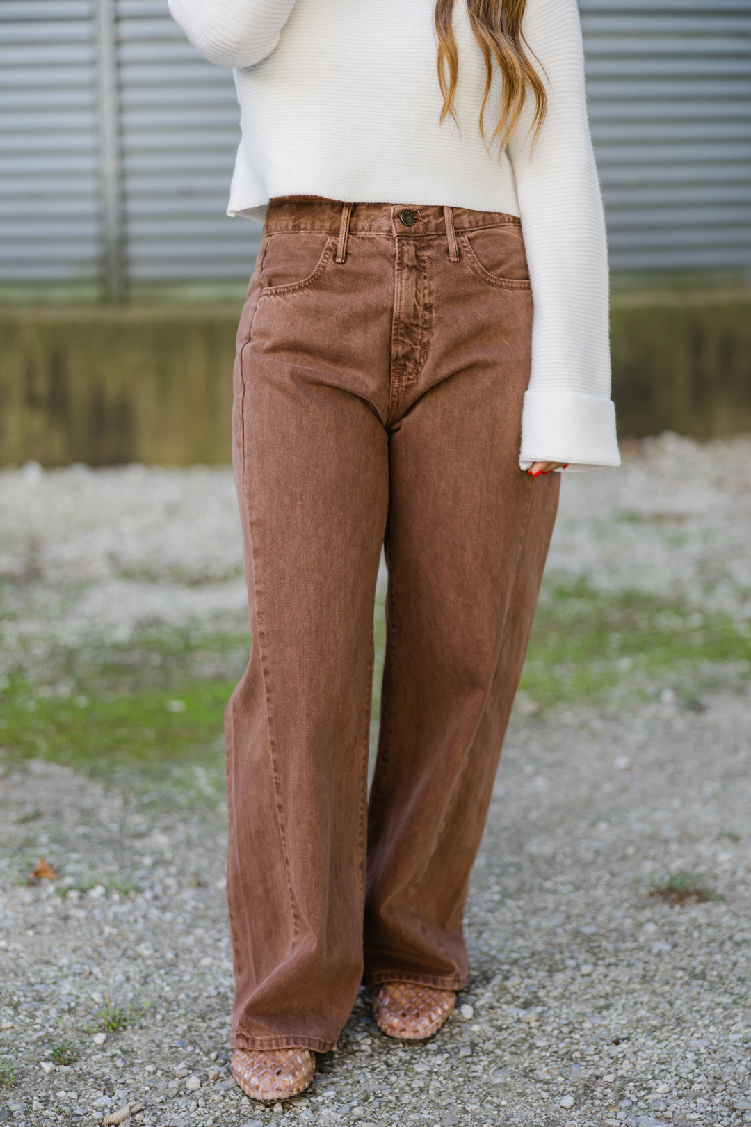 High Rise Twist Seam Barrel Jeans