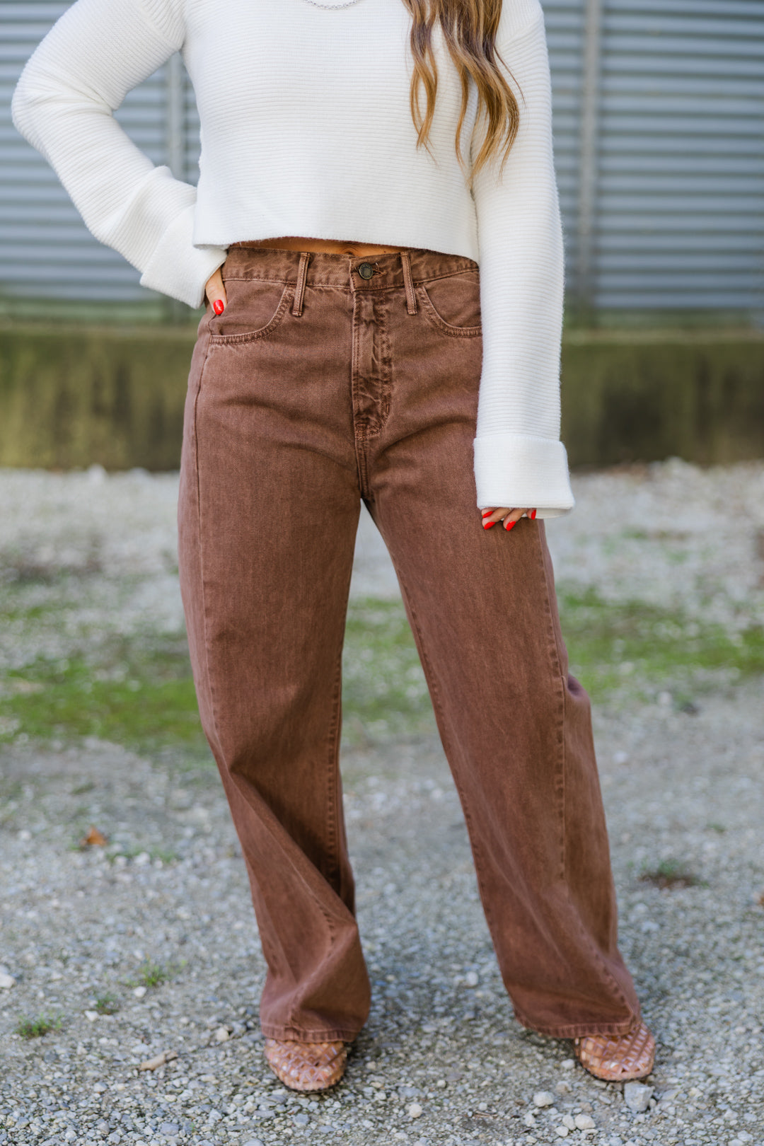High Rise Twist Seam Barrel Jeans