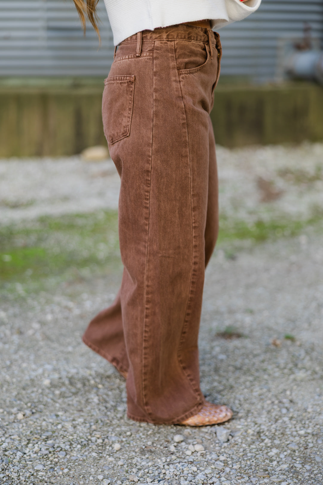 High Rise Twist Seam Barrel Jeans