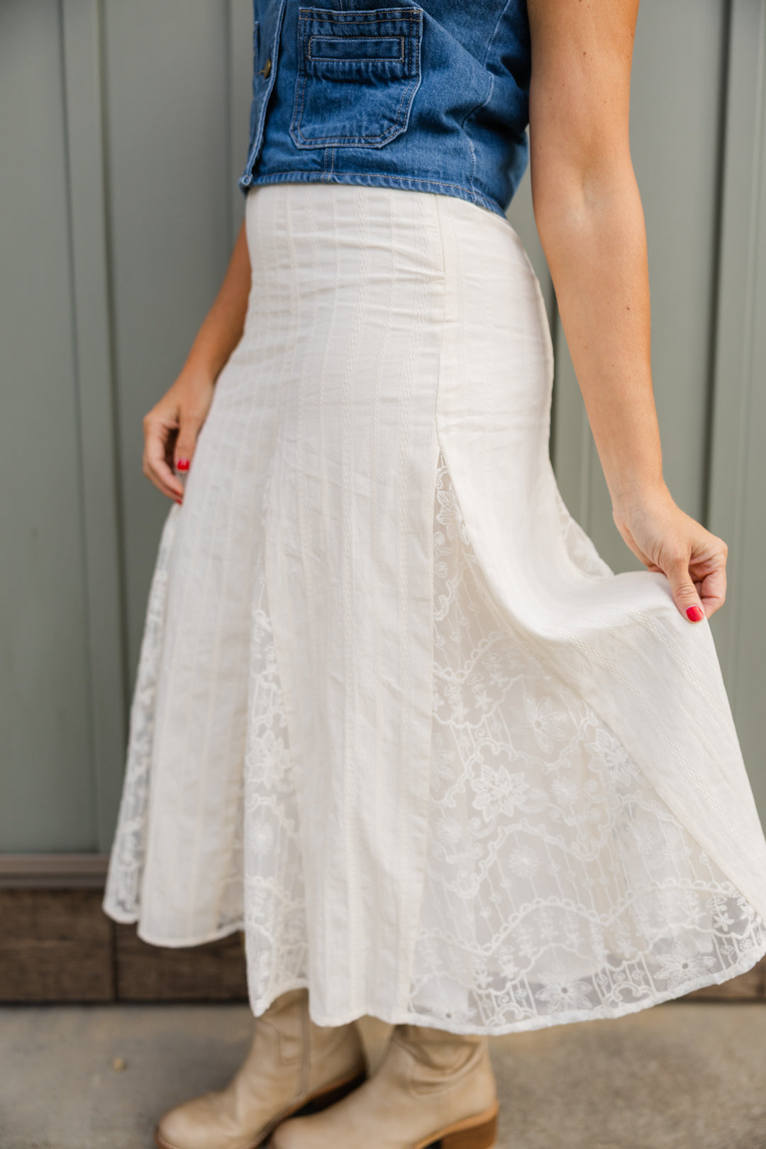 Wildflower Lace Midi Skirt