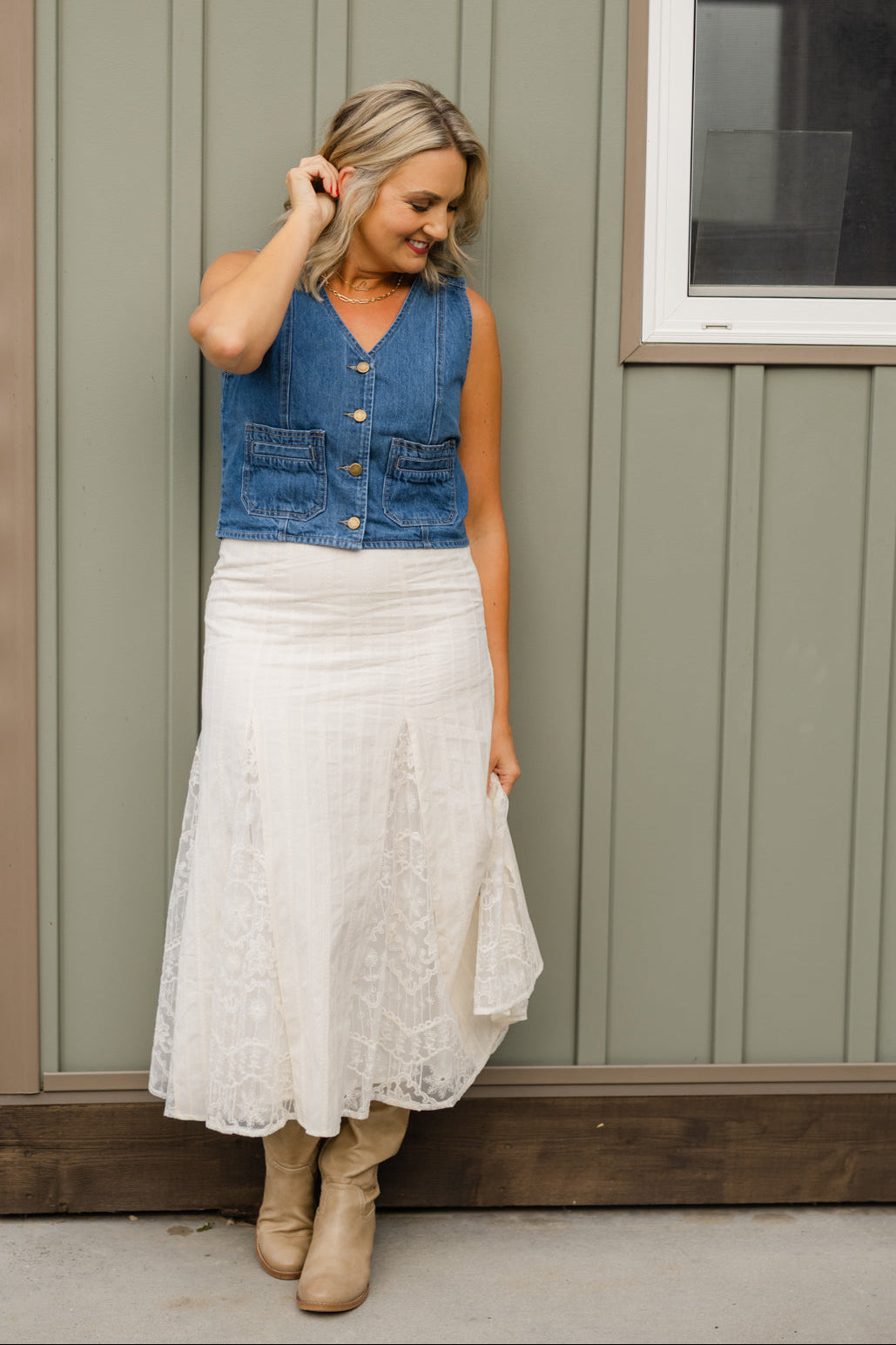 Wildflower Lace Midi Skirt