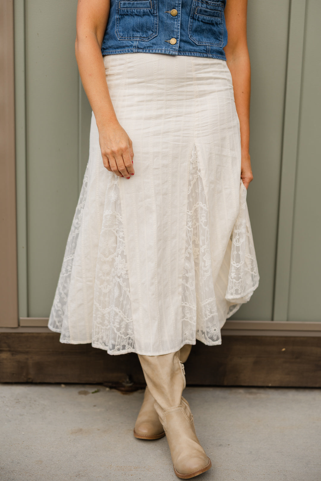 Wildflower Lace Midi Skirt