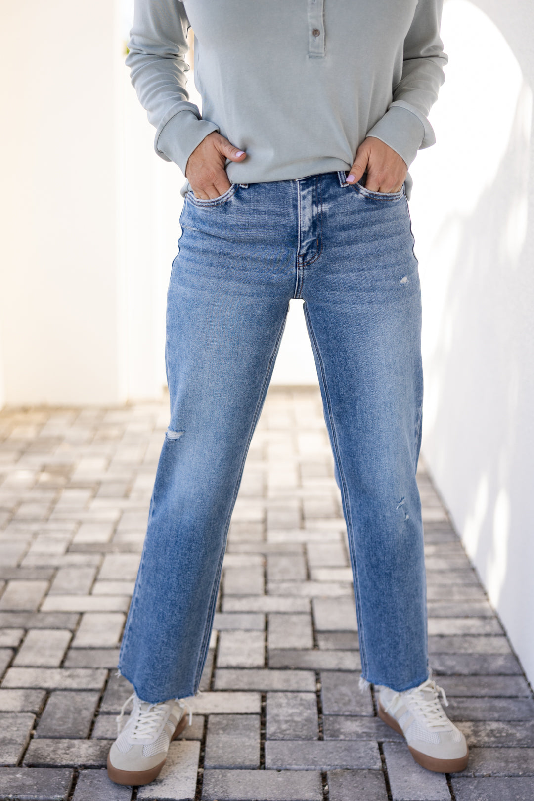 Flying Monkey High Rise Ankle Straight - Blue Snow