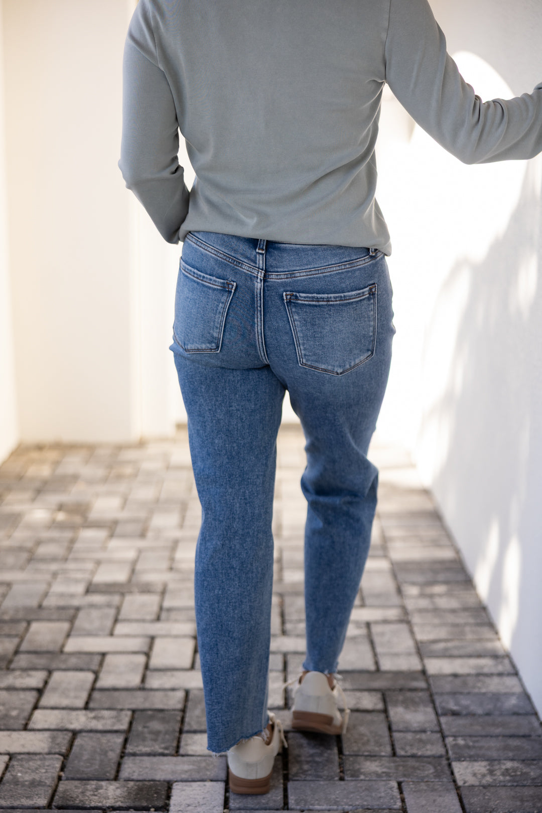 Flying Monkey High Rise Ankle Straight - Blue Snow