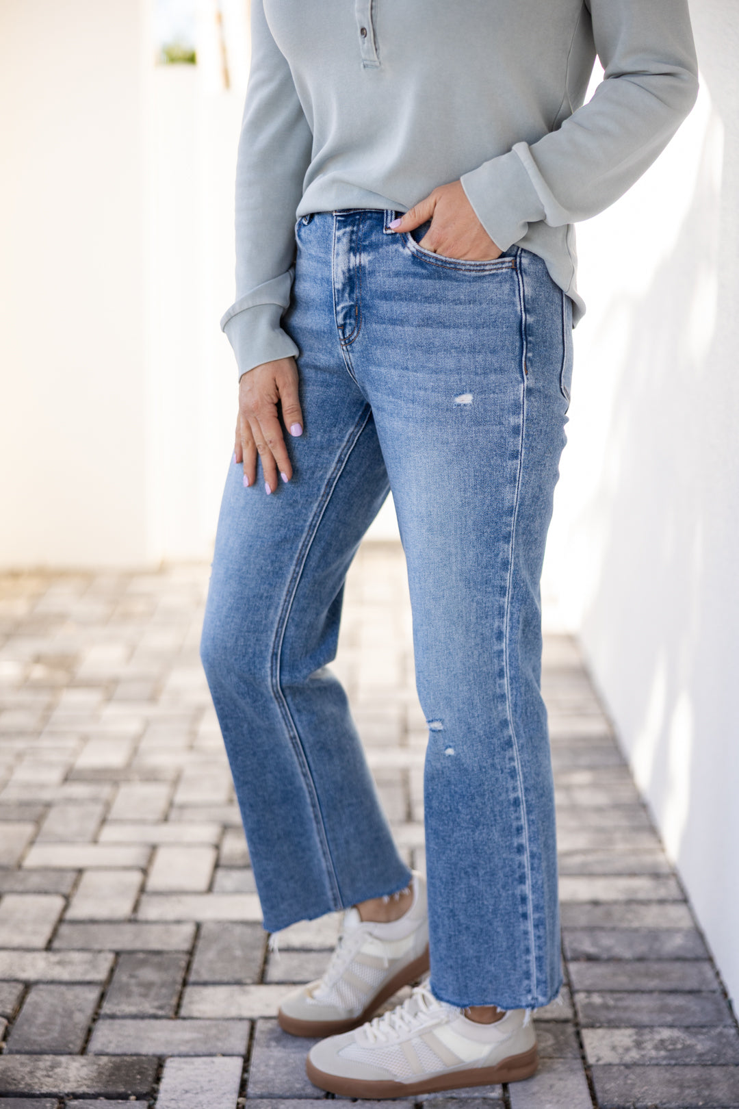 Flying Monkey High Rise Ankle Straight - Blue Snow