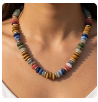 Chunky Saucer and Rondelle Bead Necklace