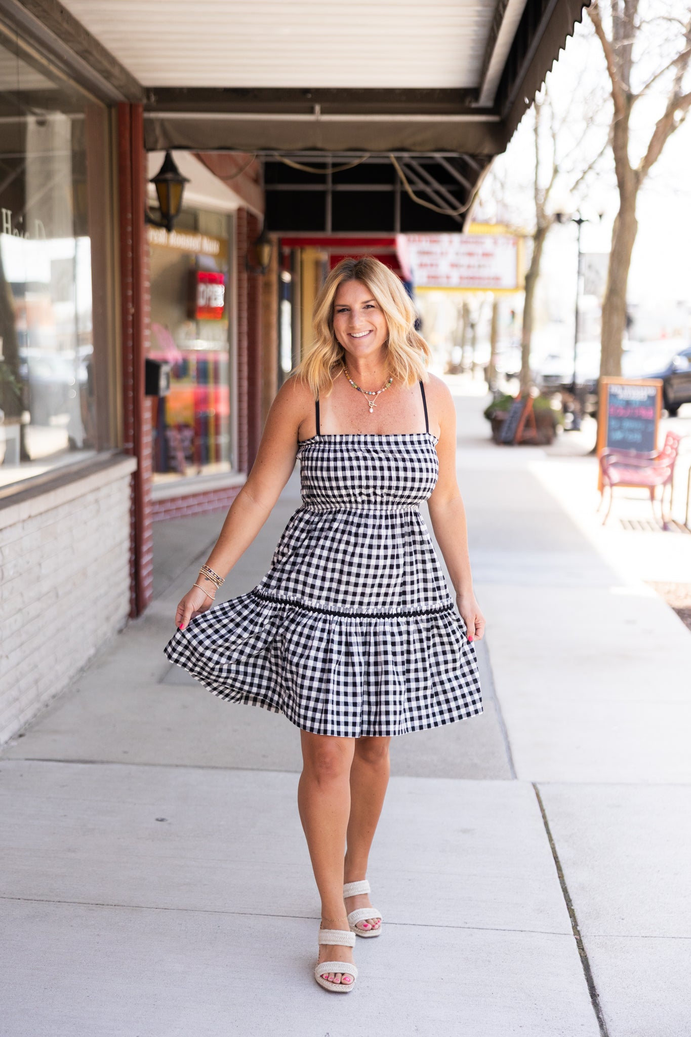 Gingham Smocked Mini Dress