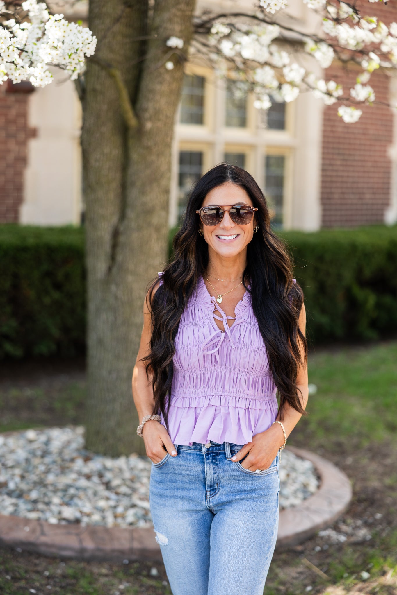 Eileen Tie Front Peplum Top