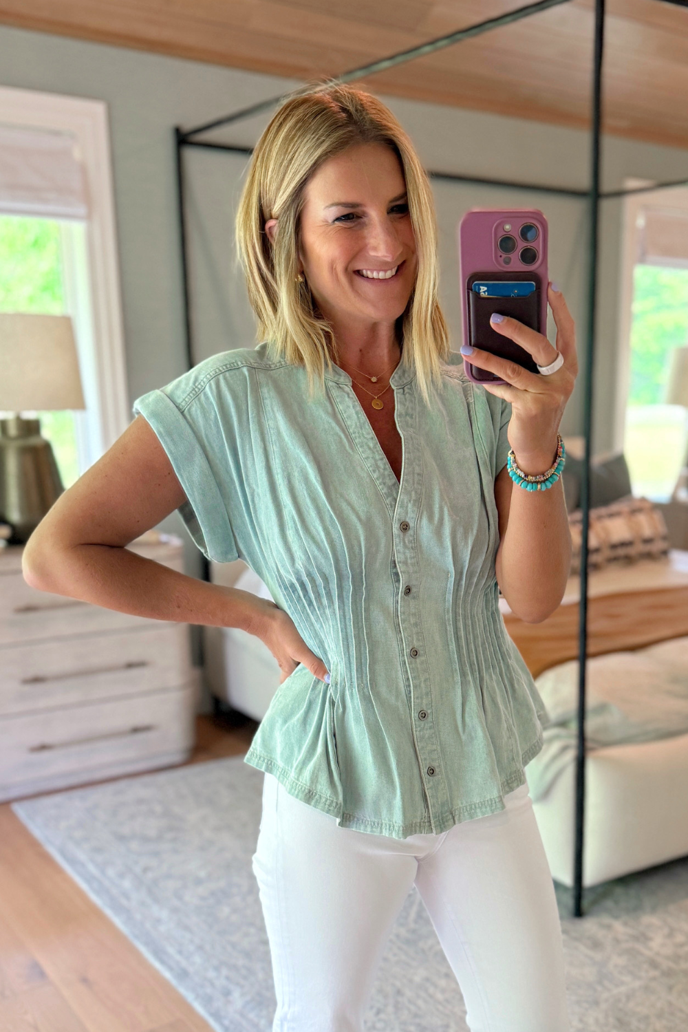Monaco Denim Peplum Top