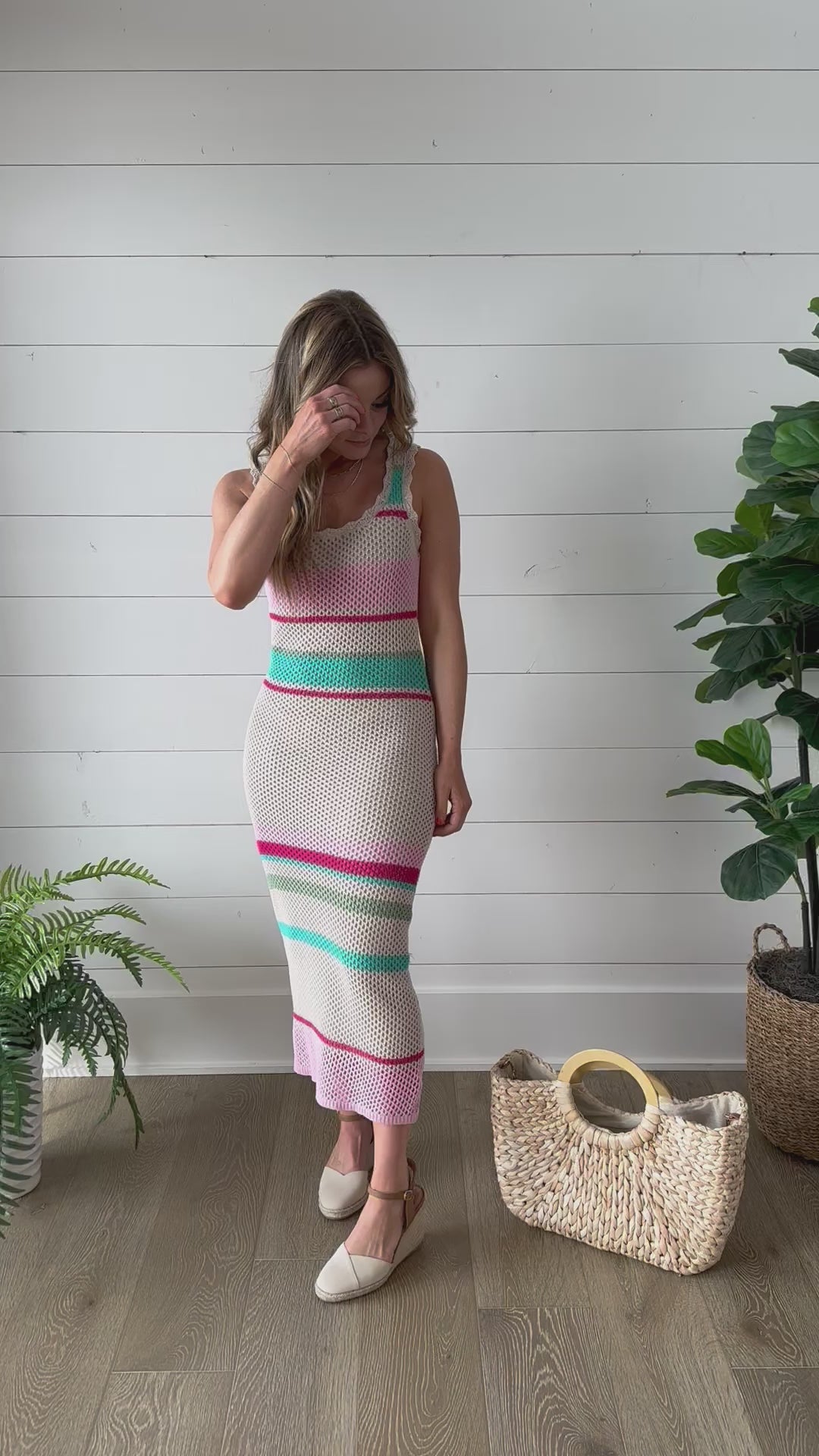 Load and play video in Gallery viewer, Ibiza Stripe Crochet Coverup Dress
