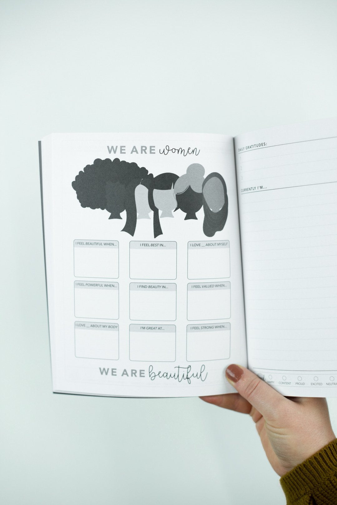 6 Month Currently I’m Gratitude Journal: Grey Watercolor – Living