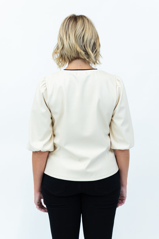THML Leather Balloon Sleeve Top | FINAL SALE