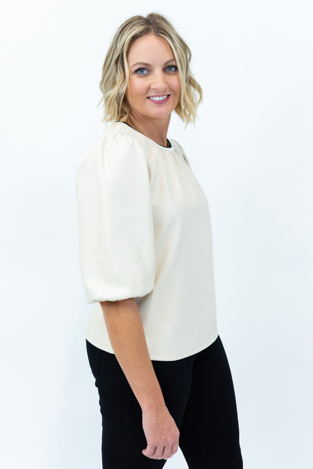 THML Leather Balloon Sleeve Top | FINAL SALE