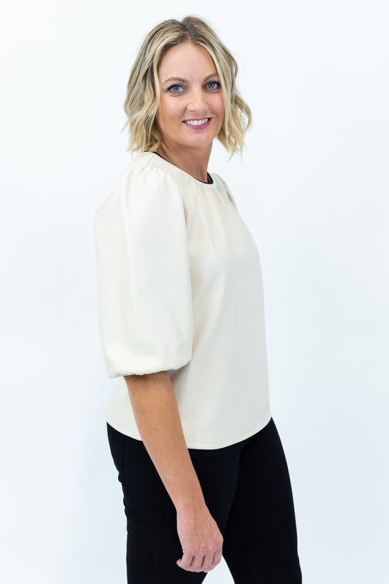 THML Leather Balloon Sleeve Top | FINAL SALE
