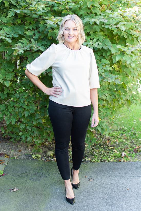 THML Leather Balloon Sleeve Top | FINAL SALE