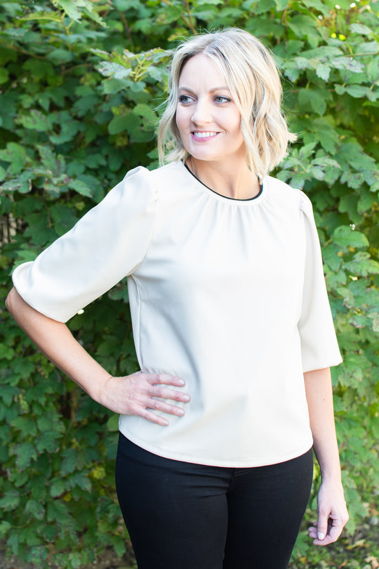 THML Leather Balloon Sleeve Top | FINAL SALE