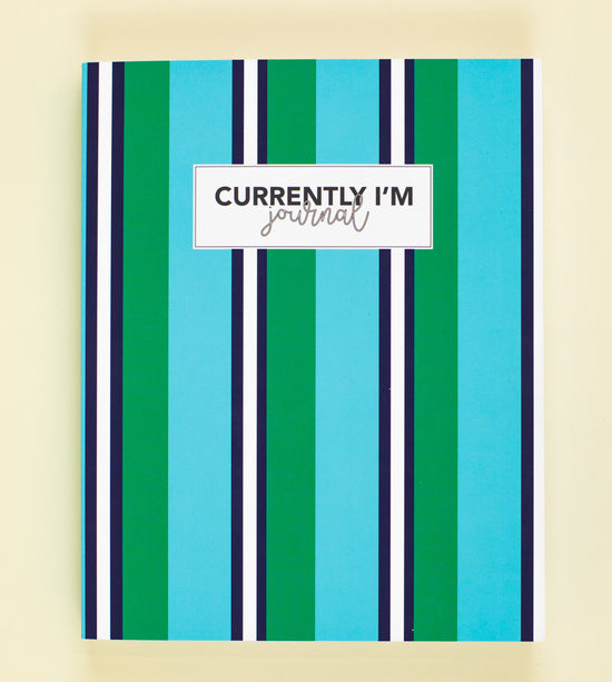 1 Year Currently I'm Gratitude Journal: Green & Blue Stripes